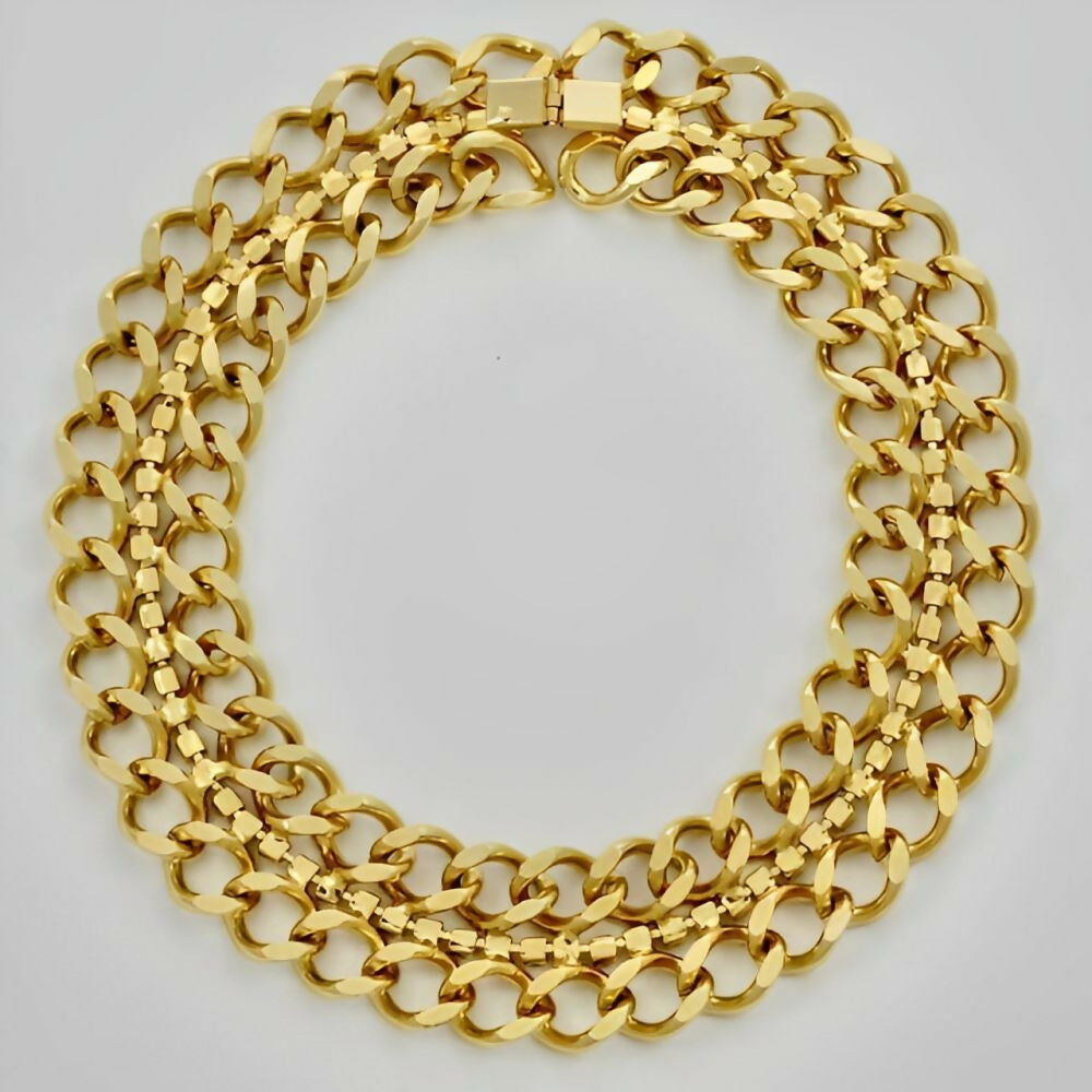 Gold-Plated-Curb-Link-Chain-Collar-Necklace-with-Rhinestones-circa-1980s-rc-5z