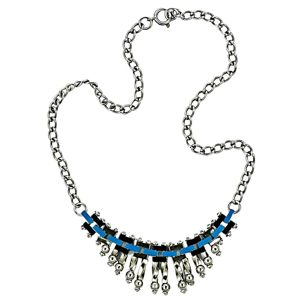 Jakob-Bengel-Art-Deco-Chrome-Plated-Blue-and-Black-Enamel-Necklace-circa-1930s-1z