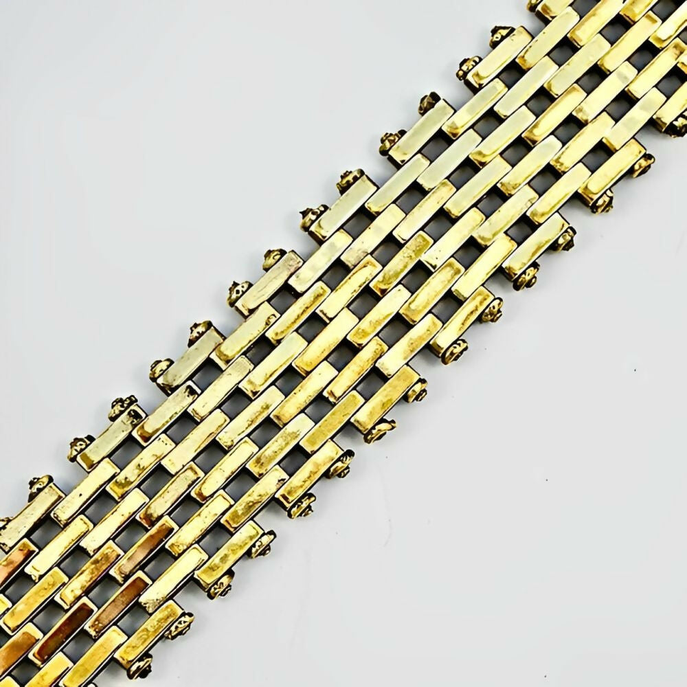 Jakob-Bengel-Art-Deco-Gold-Tone-Brickwork-Link-Bracelet-circa-1930s-3z