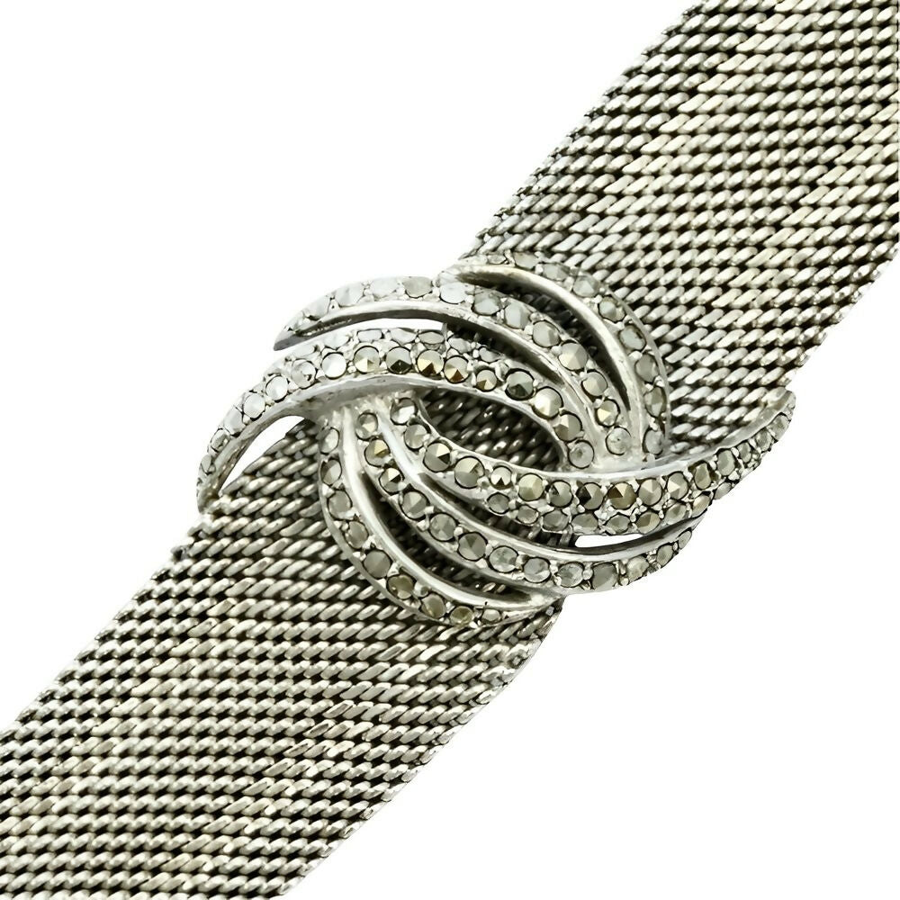 silver-mesh-link-bracelet-with-a-centre-swirl-marcasite-design-5p