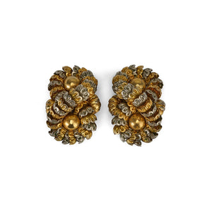 1960s French Couture Silver and Gold Figure of 8 Clip On Earrings