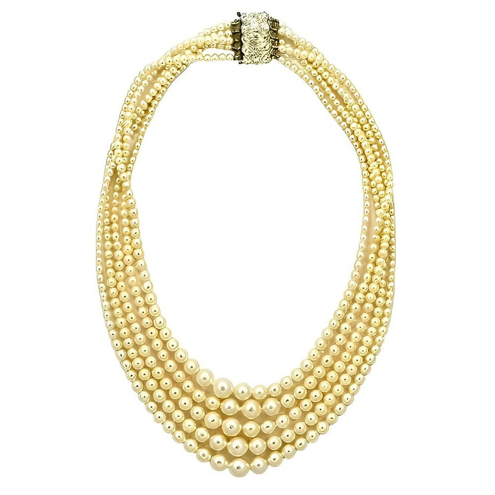 cream-faux-pearl-five-strand-necklace-with-rhinestone-clasp-circa-1950s-1z