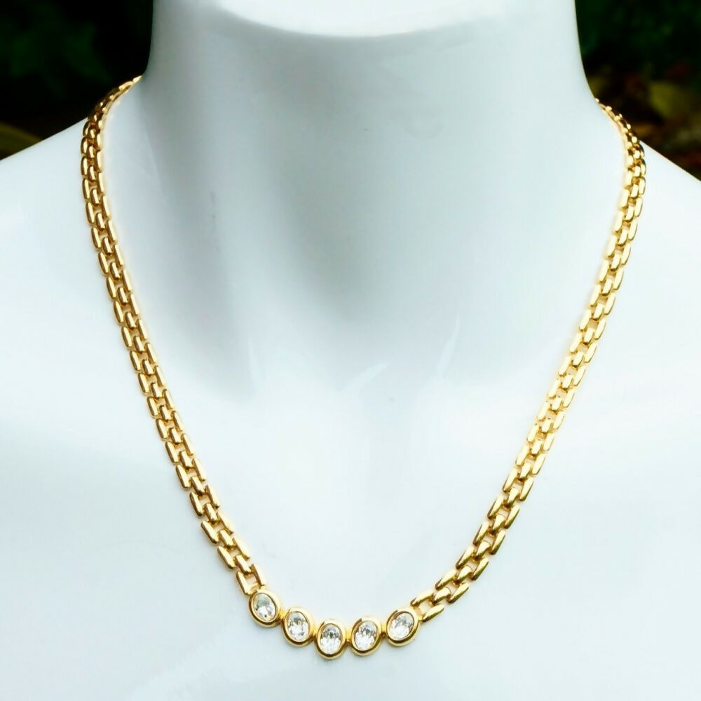 pierre-cardin-gold-plated-chain-necklace-with-five-clear-oval-crystals-pendant-2p