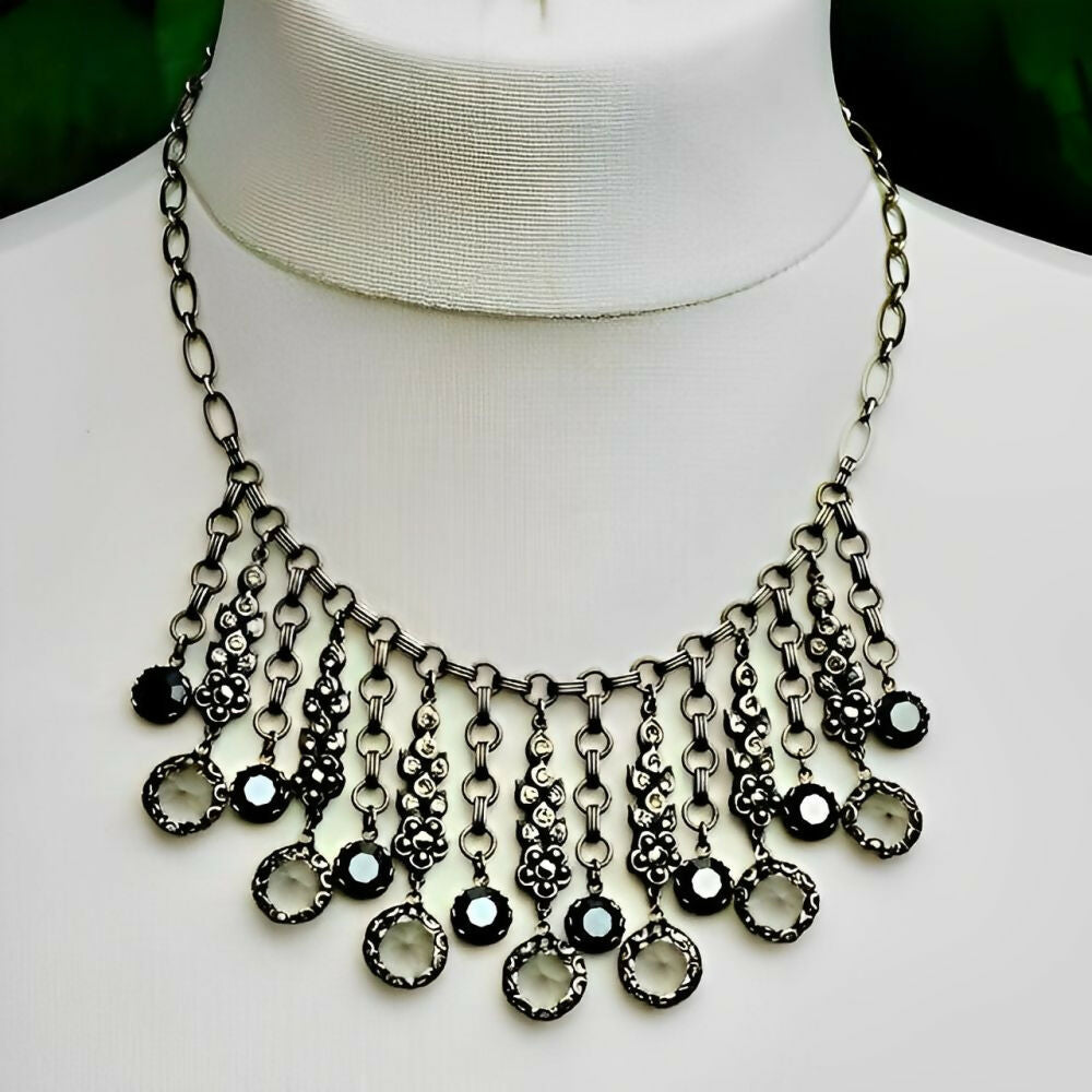 Askew-London-Antiqued-Silver-Tone-Drop-Necklace-Marcasites-Rhinestones-Pearls-2z