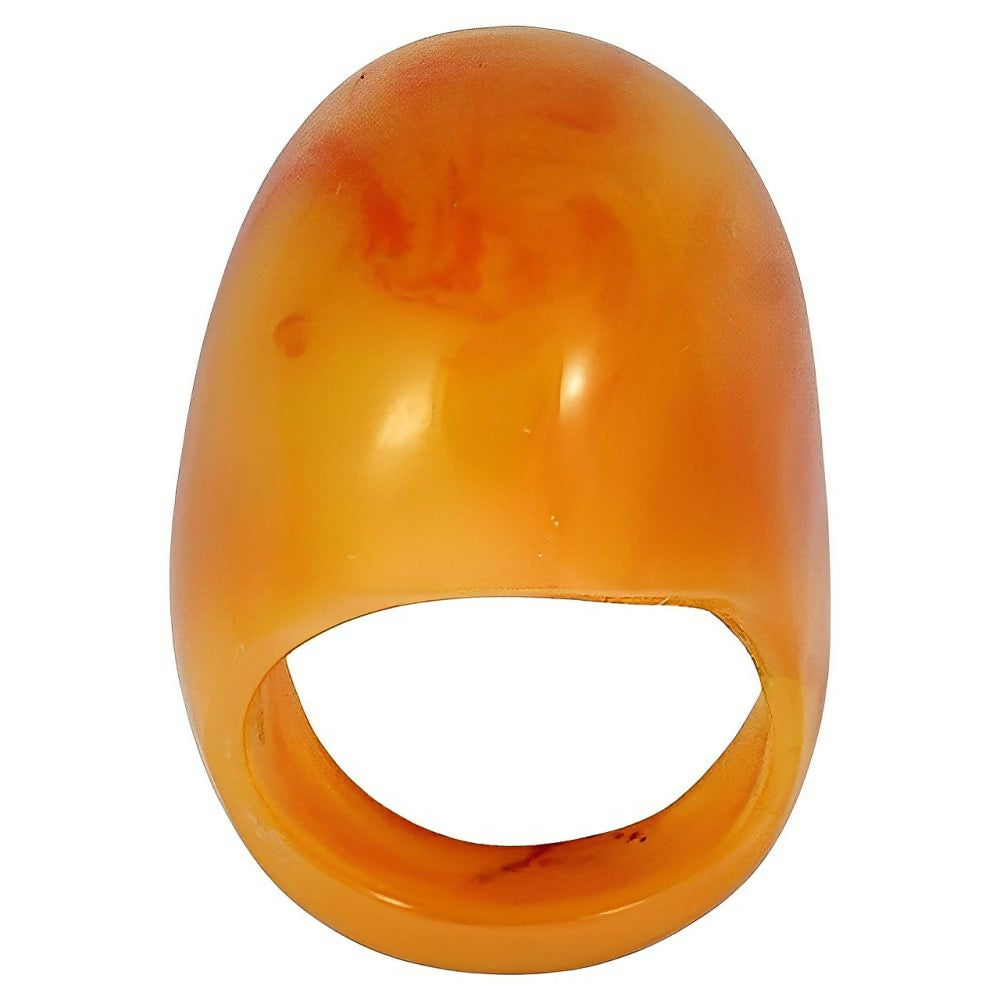 Early-Plastic-Marbled-Butterscotch -Yellow -and-Burnt-Orange-Dome-Ring-1z