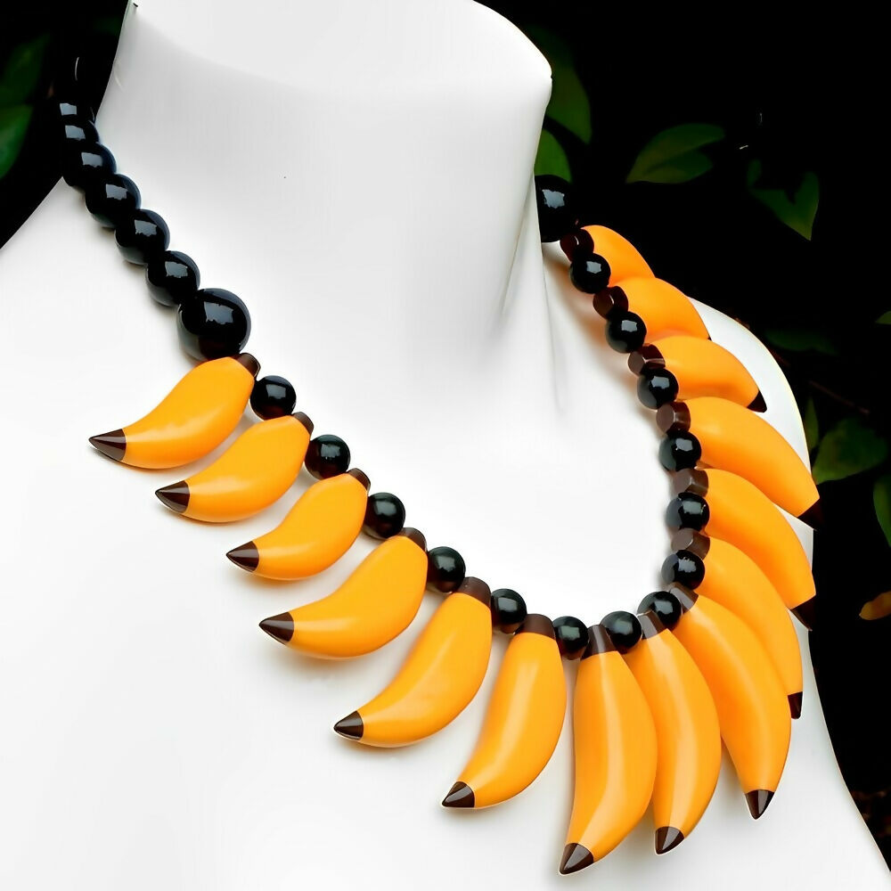 marion-godart-yellow-and-black-shiny-plastic-bananas-and-black-bead-necklace-5p