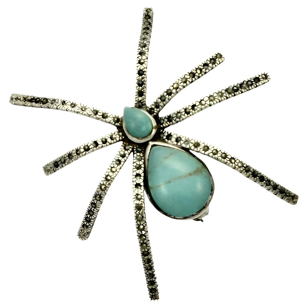 sterling-silver-turquoise-and-marcasite-spider-brooch-1p