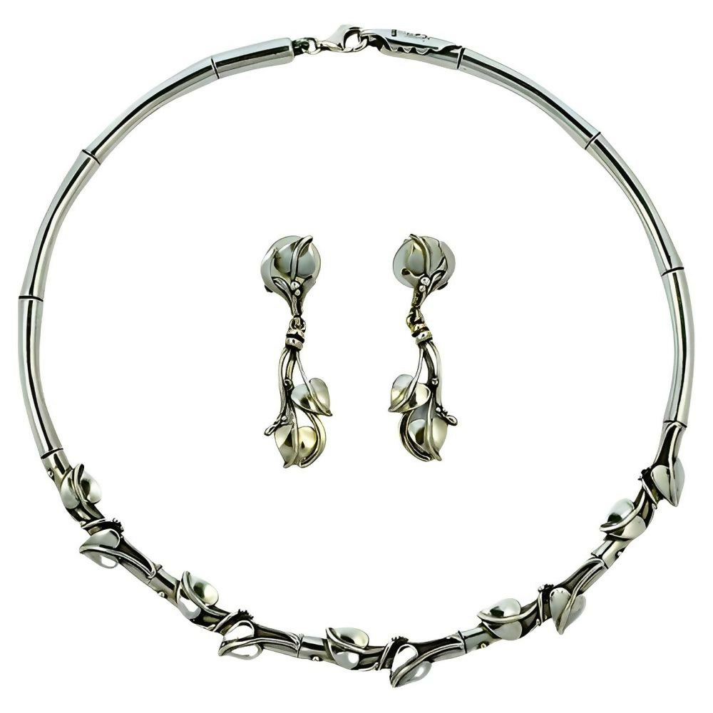 Sterling-Silver-Art-Nouveau-Style-Collar-Necklace-and-Earrings-Set-circa-1990s-1z