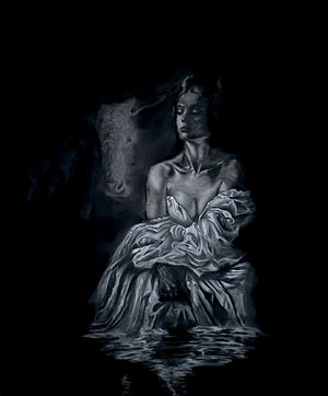 LORNA BENT - OCCULTARE. An original charcoal on fabriano paper artwork.