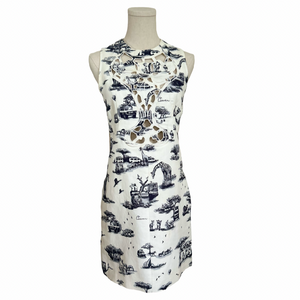 carven cut out dress Carven Silk Floral Sleeveless Cut Out Dress Blue Multicolor