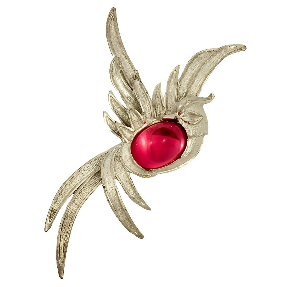 Silver-Plated-Bird-Brooch-with-a-Pink-Glass-Cabachon-circa-1980s-1zp