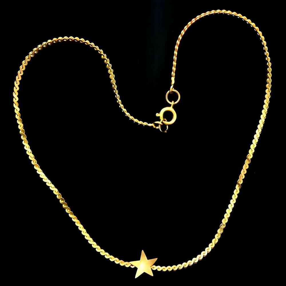 gold-plated-serpentine-chain-necklace-with-gold-star - 6z