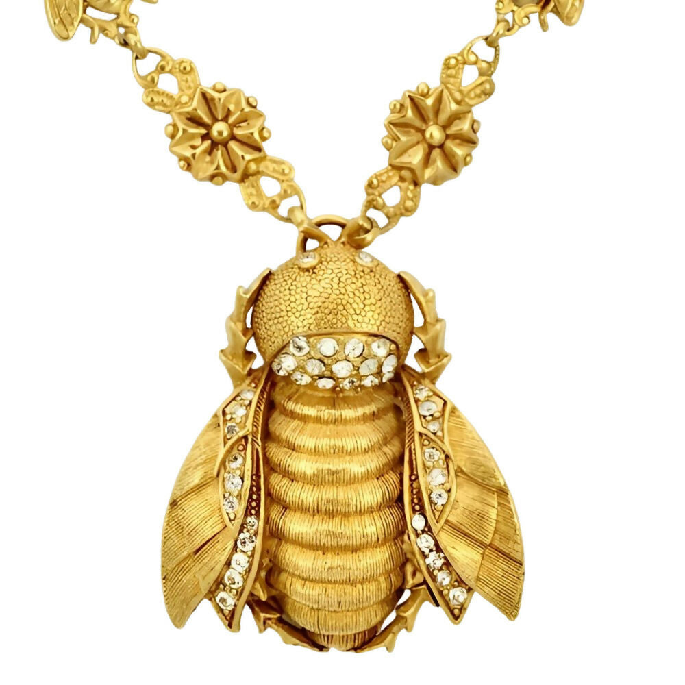 Askew-London-Gold-Plated-Crystal-Bee-Pendant-with-Fly-and-Flower-Link-Necklace-2zp