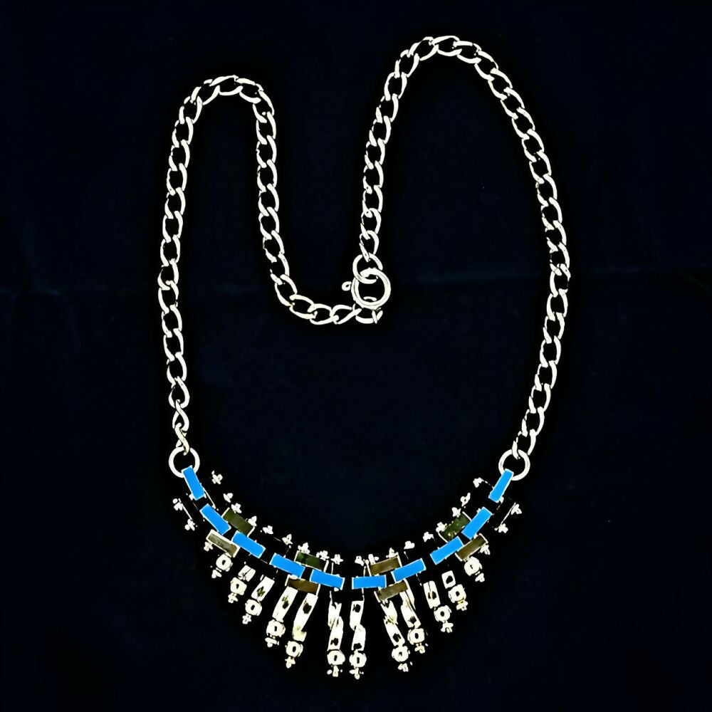 Jakob-Bengel-Art-Deco-Chrome-Plated-Blue-and-Black-Enamel-Necklace-circa-1930s-6z