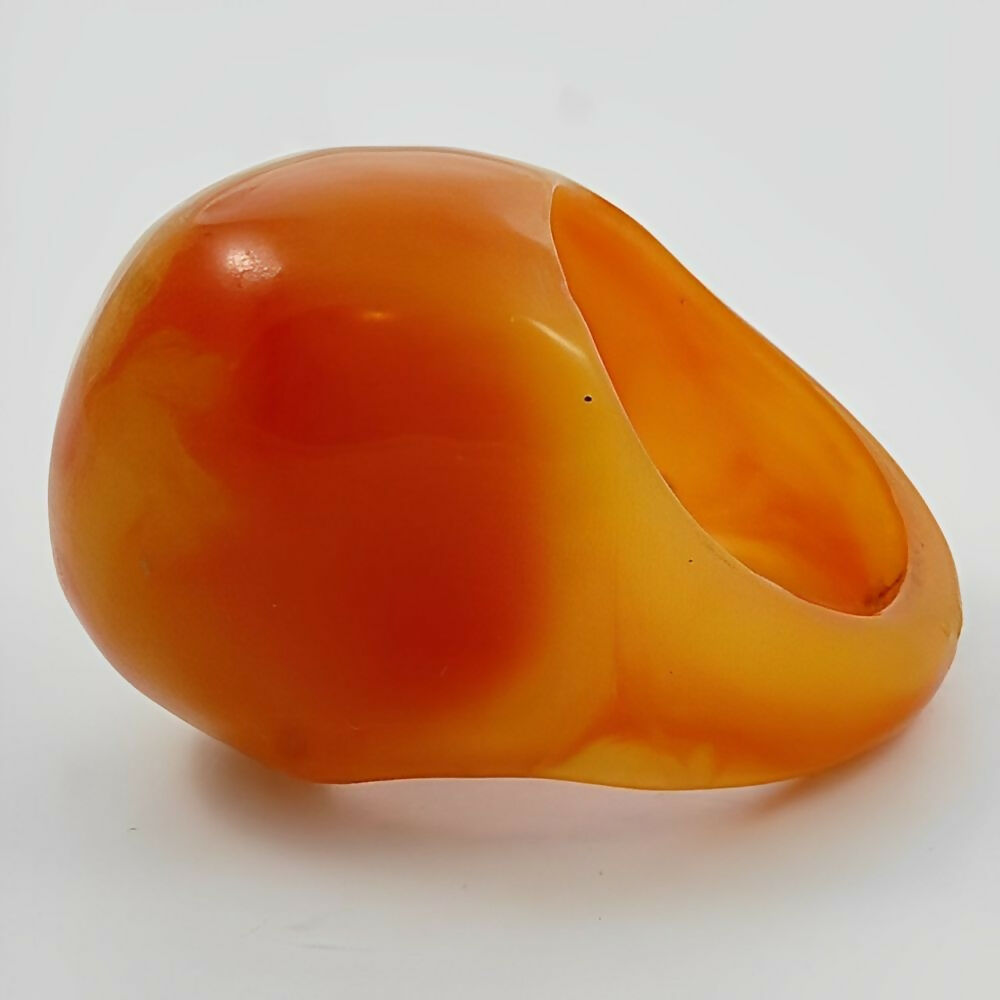 Early-Plastic-Marbled-Butterscotch -Yellow -and-Burnt-Orange-Dome-Ring-3z