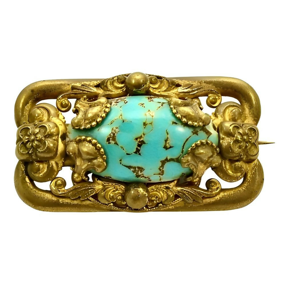 rectangular-gold-tone-flower-surround-brooch-with-turquoise-oval-glass-stone-1z