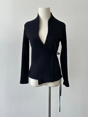Anna Fontaine 2000s Ribbed Wrap Top - S