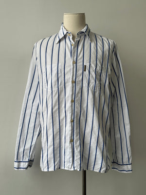 Armani Jeans 1990s Cotton Logo Striped Shirt - L