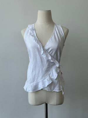 Vintage 2000s Pure Linen Wrap Top - xs
