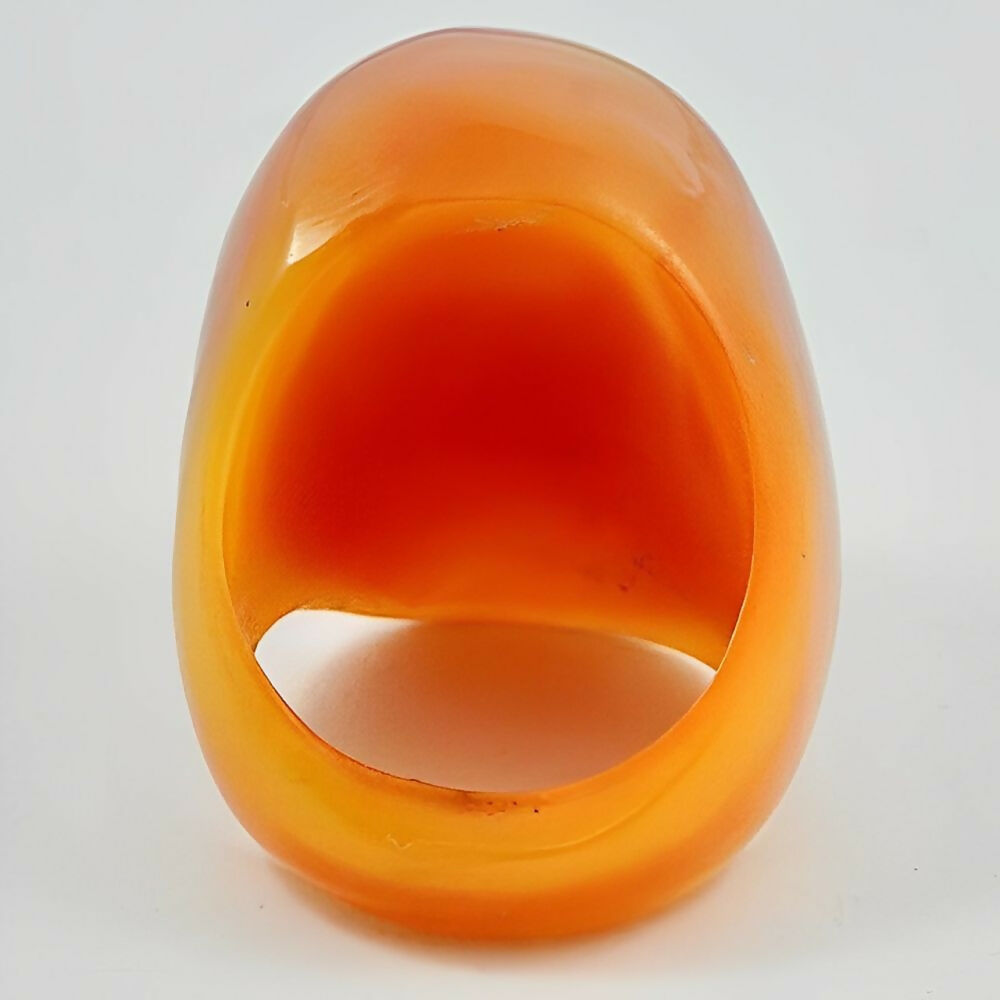 Early-Plastic-Marbled-Butterscotch -Yellow -and-Burnt-Orange-Dome-Ring-5z