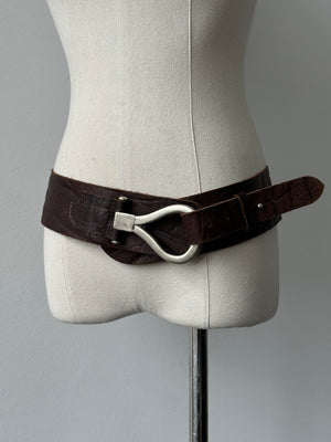 Vintage 1990s Leather Chunky Belt - W34-38