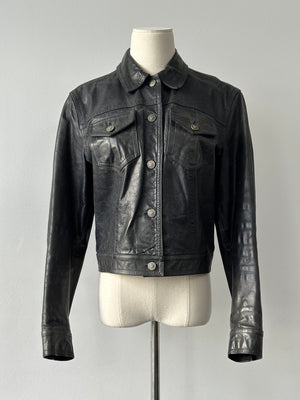 Versace Jeans Couture 2000s Bespoke Button Leather Jacket - S-M