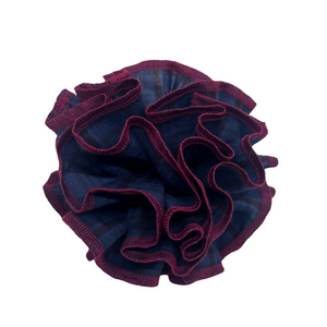 AZARIA HAIR SCRUNCHIE NAVY CHECK LINEN