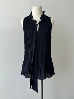 DKNY 2000s Pleated Sleeveless Tie Top - L