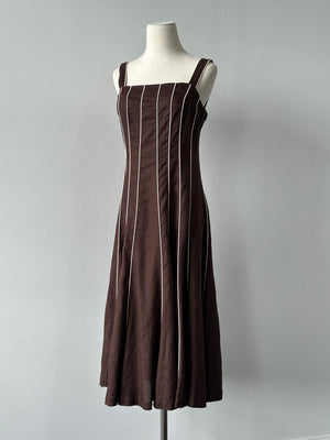 Vintage 1990s Pure Linen Striped Dress - M