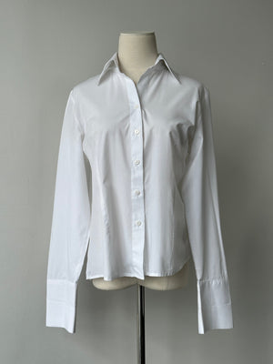 Italian Vintage 1990s Cotton Open Collar Dress Shirt - M