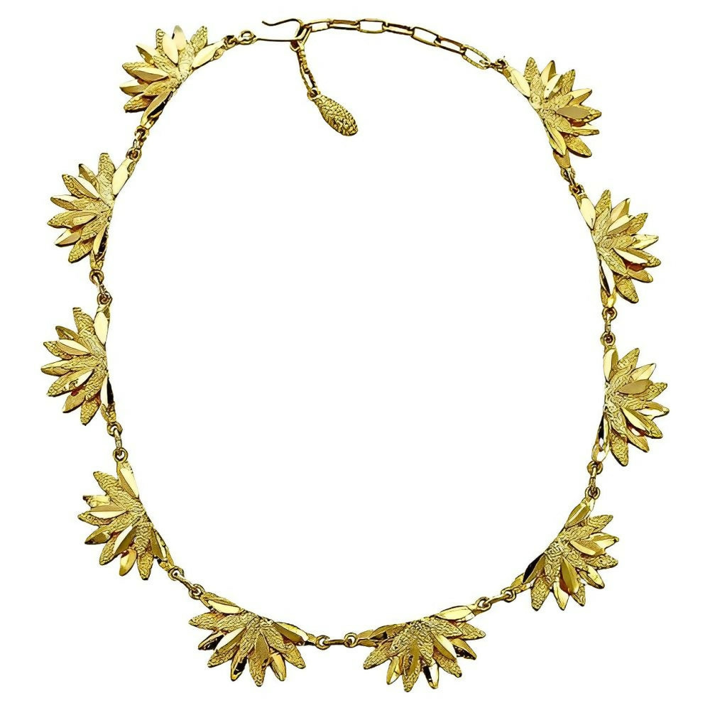 Gold-Plated-Brushed-and-Shiny-Petal-Link-Necklace-circa-1970s-1z