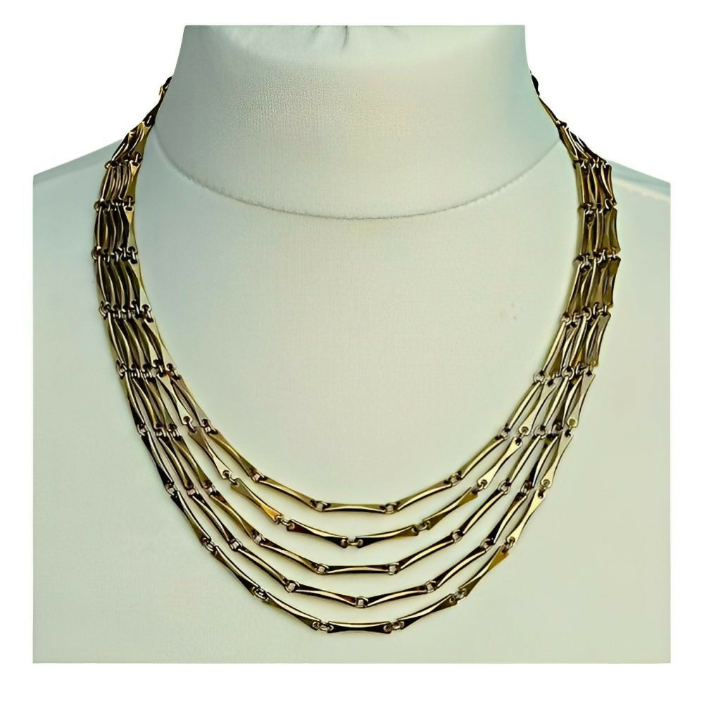 Gold-Plated-Five-Strand-Chain-Link-Necklace-circa-1950s-1z