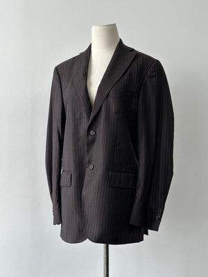 Loro Piana 1990s Striped Wool Single Breasted Blazer - 38R