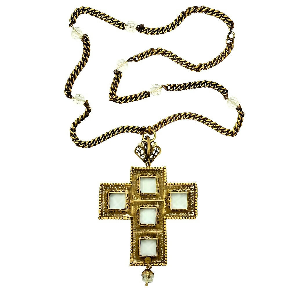 joseff-of-hollywood-gold-plated-clear-crystal-cross-necklace-1930s-3p