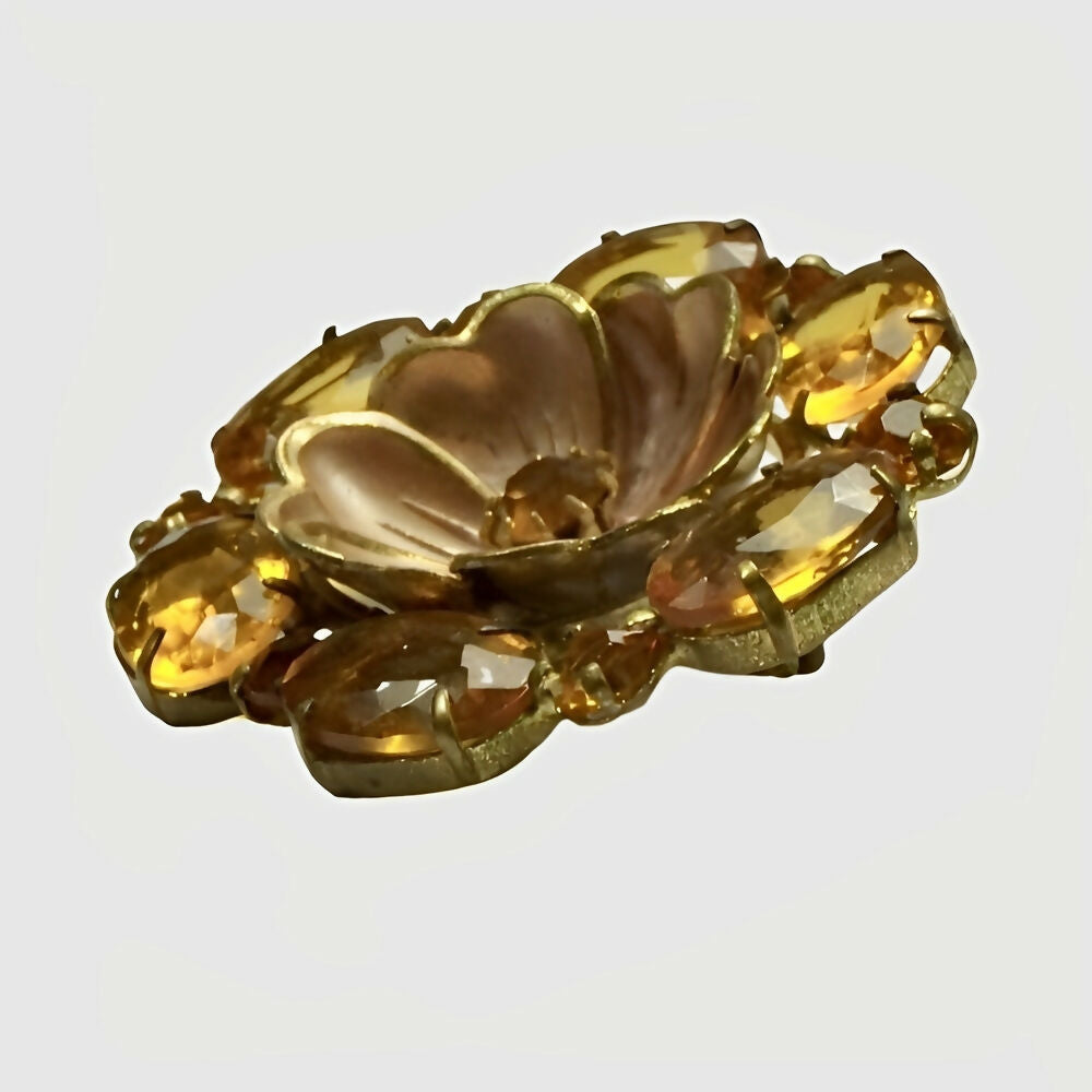 antique-gold-plated-brooch-with-amber-glass-stones-and-peachy-pink-enamel-flower-4p