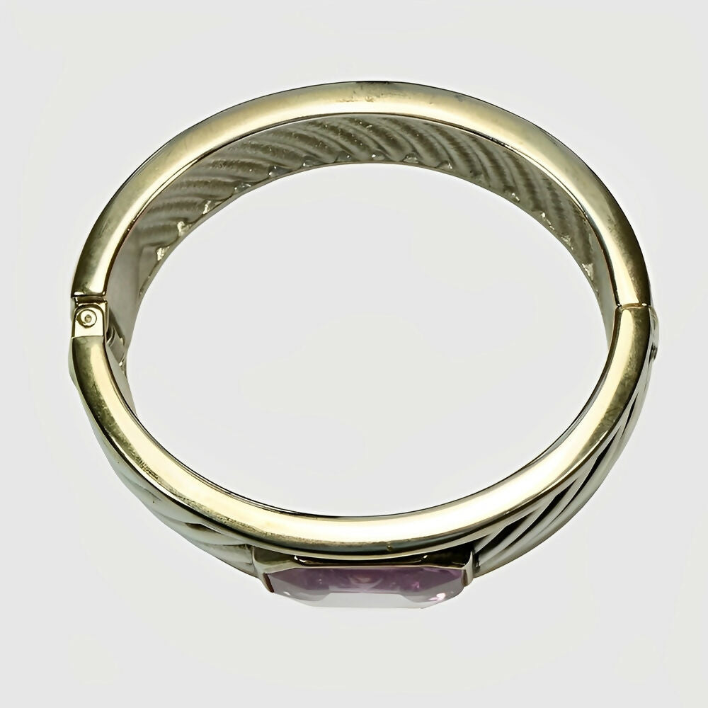gold-and-silver-plated-ridged-bangle-bracelet-with-pale-amethyst-resin-stone-6p