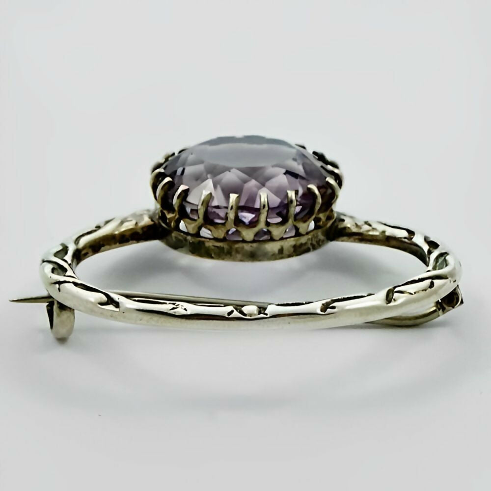 Antique-Victorian-Celtic-Silver-and-Faux-Amethyst-Brooch-3zp