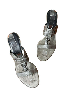Dior Silver Metallic Charm Mules