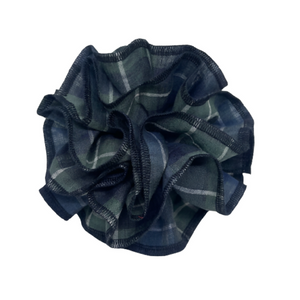 AZARIA HAIR SCRUNCHIE GREEN CHECK LINEN