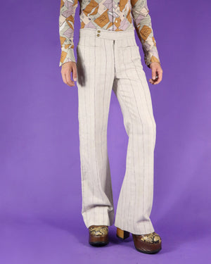 Vintage 1970s Pinstripe Tailored Flares Trousers