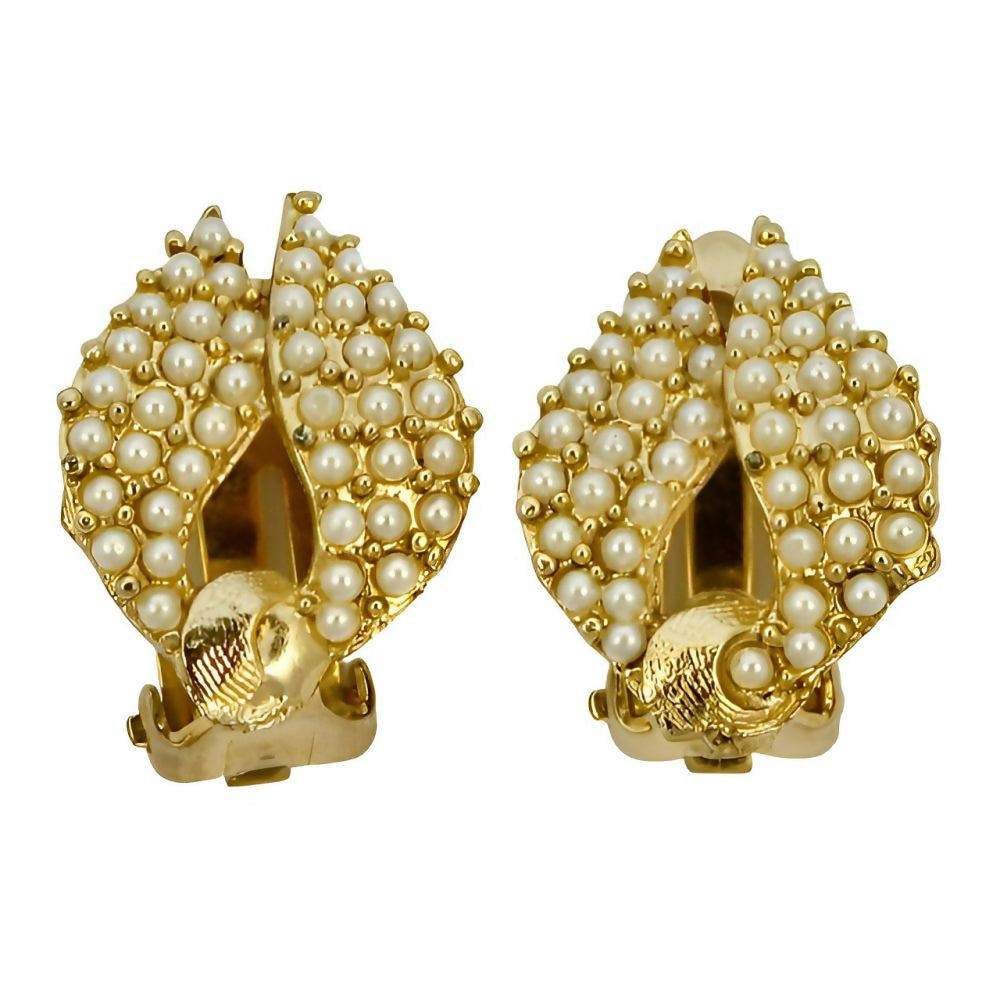 gold-plated-leaf-design-with-faux-pearls-clip-on-earrings-1z