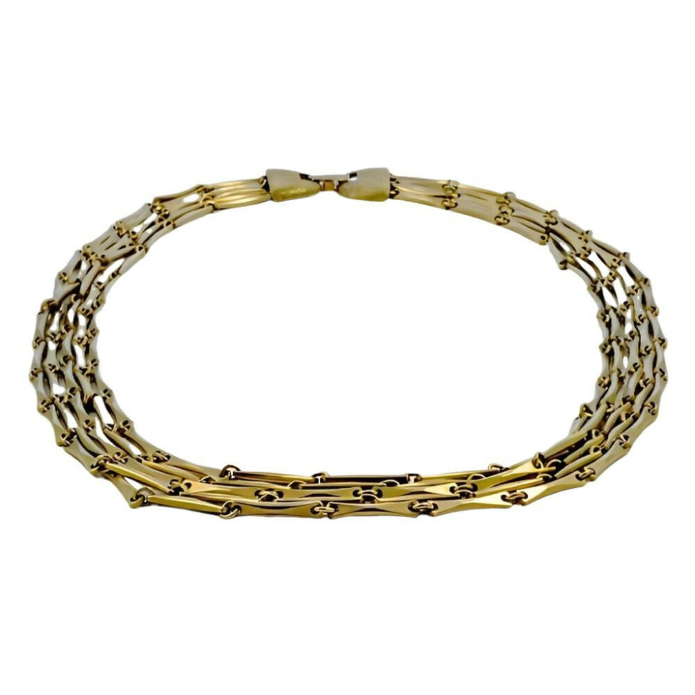 Gold-Plated-Five-Strand-Chain-Link-Necklace-circa-1950s-5zs