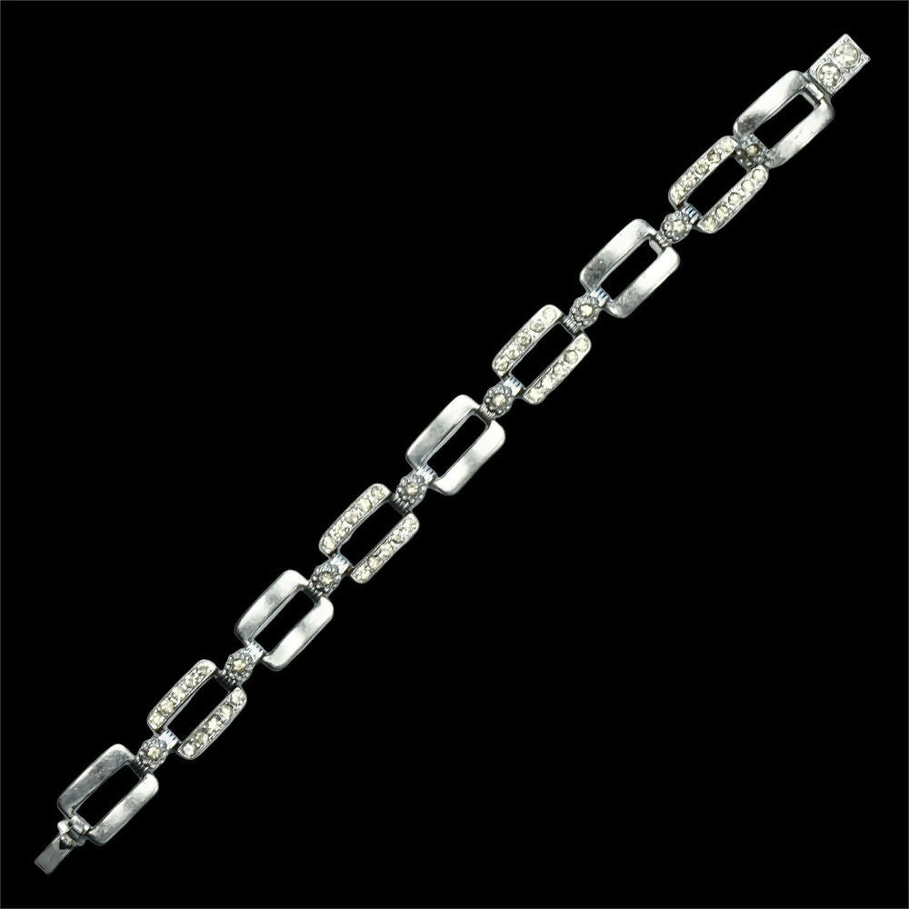 silver-tone-rectangular-link-bracelet-with-plain-clear-crystals-and-round-crystals-links-7p