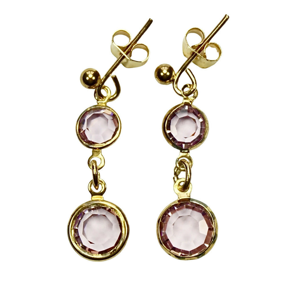 gold-plated-pierced-drop-earrings-with-round-pink-faceted-glass-crystals-1p