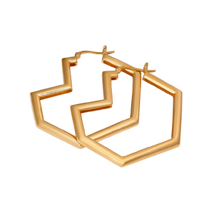 DARYL HEART LARGE HOOPS 18K GOLD PLATED