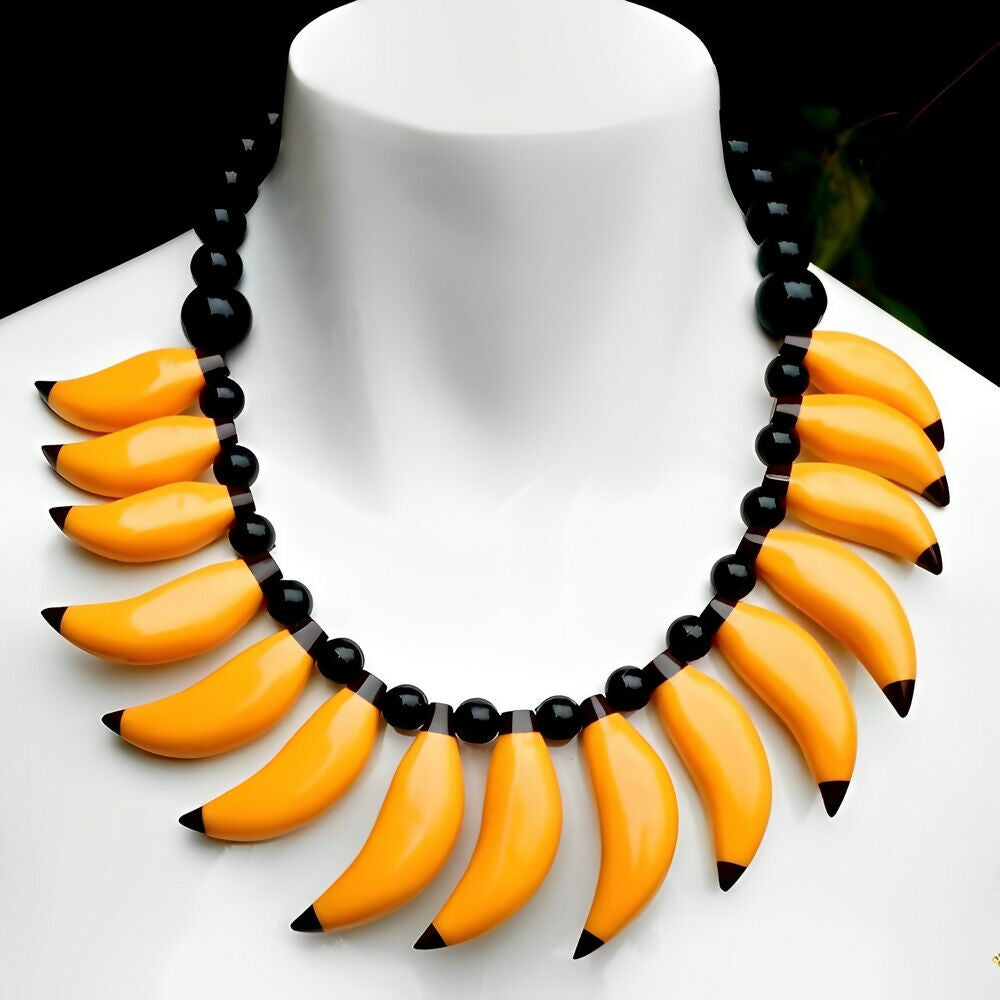 marion-godart-yellow-and-black-shiny-plastic-bananas-and-black-bead-necklace-4p