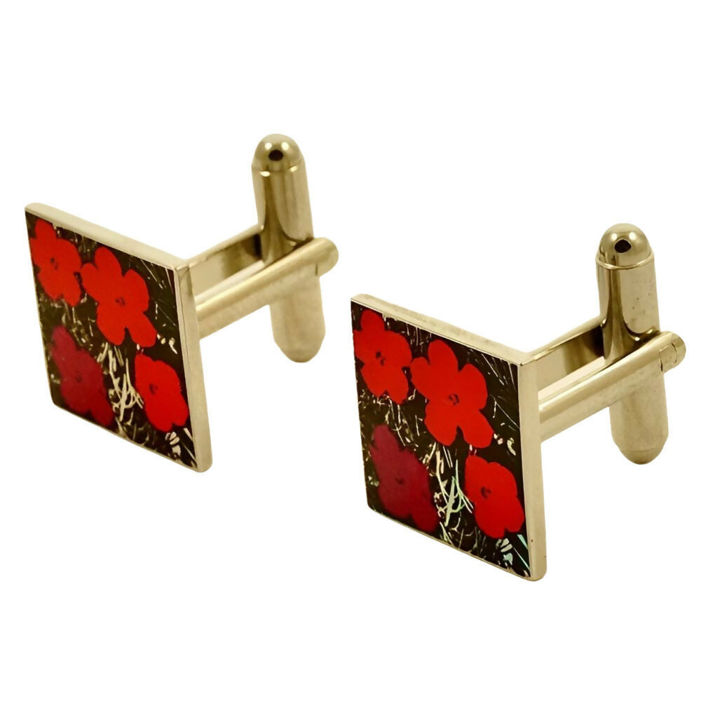 Andy-Warhol-Silver-Plated-Pink-and-Red-Flower-Cufflinks - 2z(1)