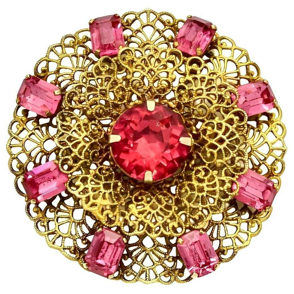 czech-ornate-round-brooch-with-pink-round-and-rectangular-crystals-1zo