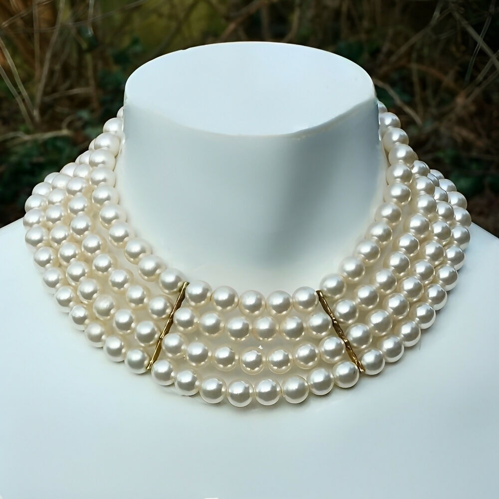 gold-plated-and-four-strand-cream-faux-pearl-necklace-2p