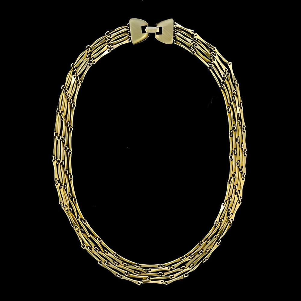 Gold-Plated-Five-Strand-Chain-Link-Necklace-circa-1950s-6z